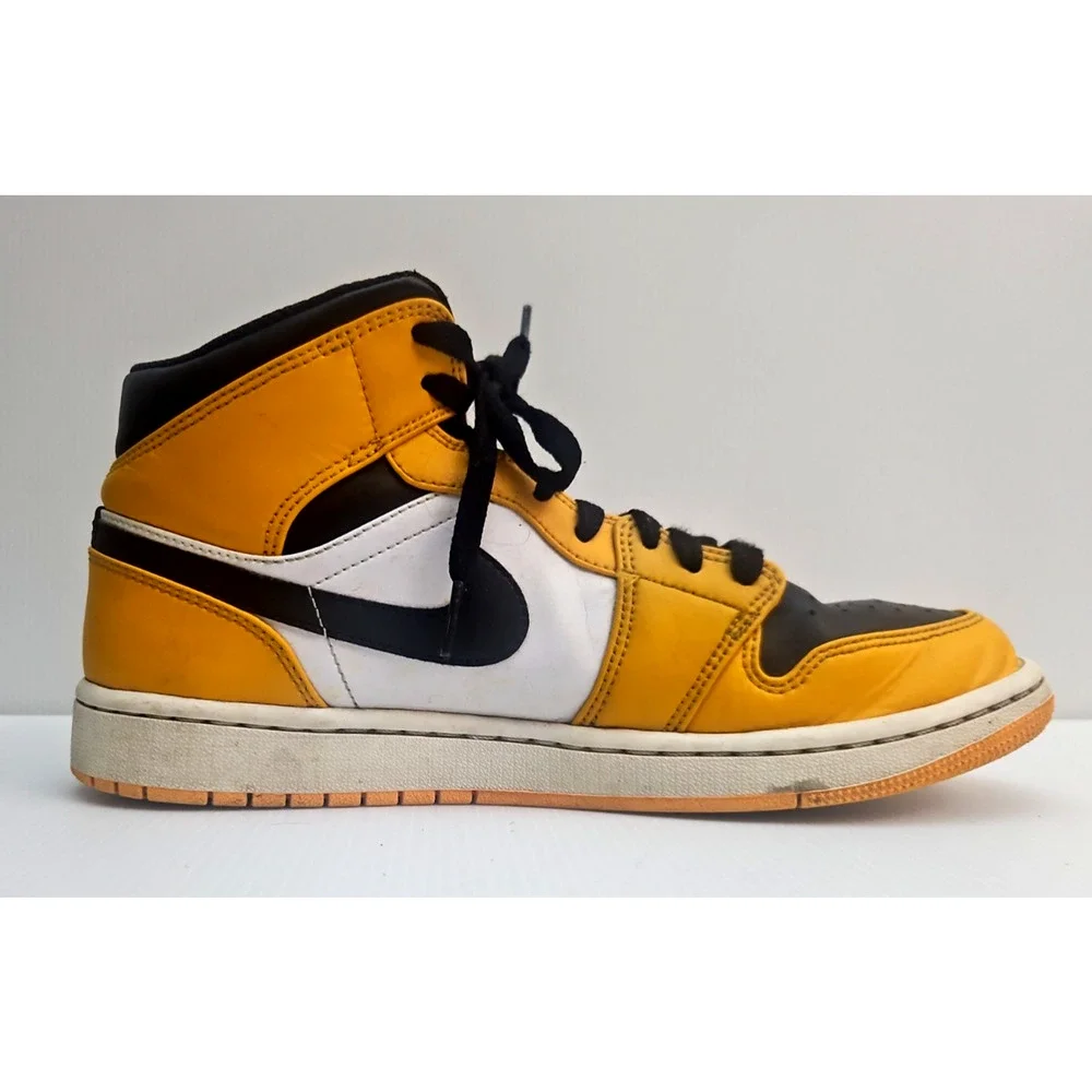 Nike Air Jordan 1 Mid Taxi Yellow Black White Mens Size 9 Sneakers